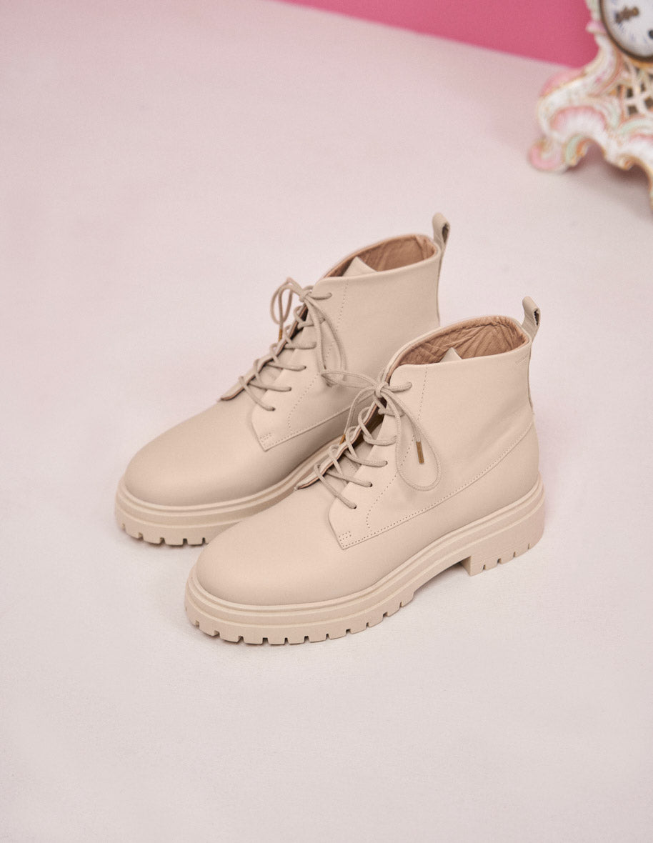 Ankle boots Berenice - Cream leather