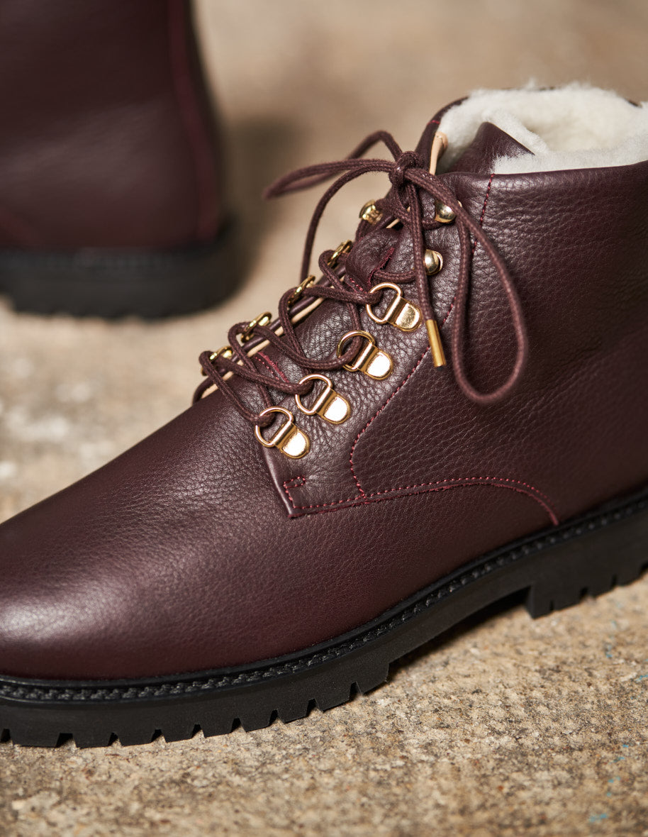 Bernadette boots - Burgundy leather stuffed
