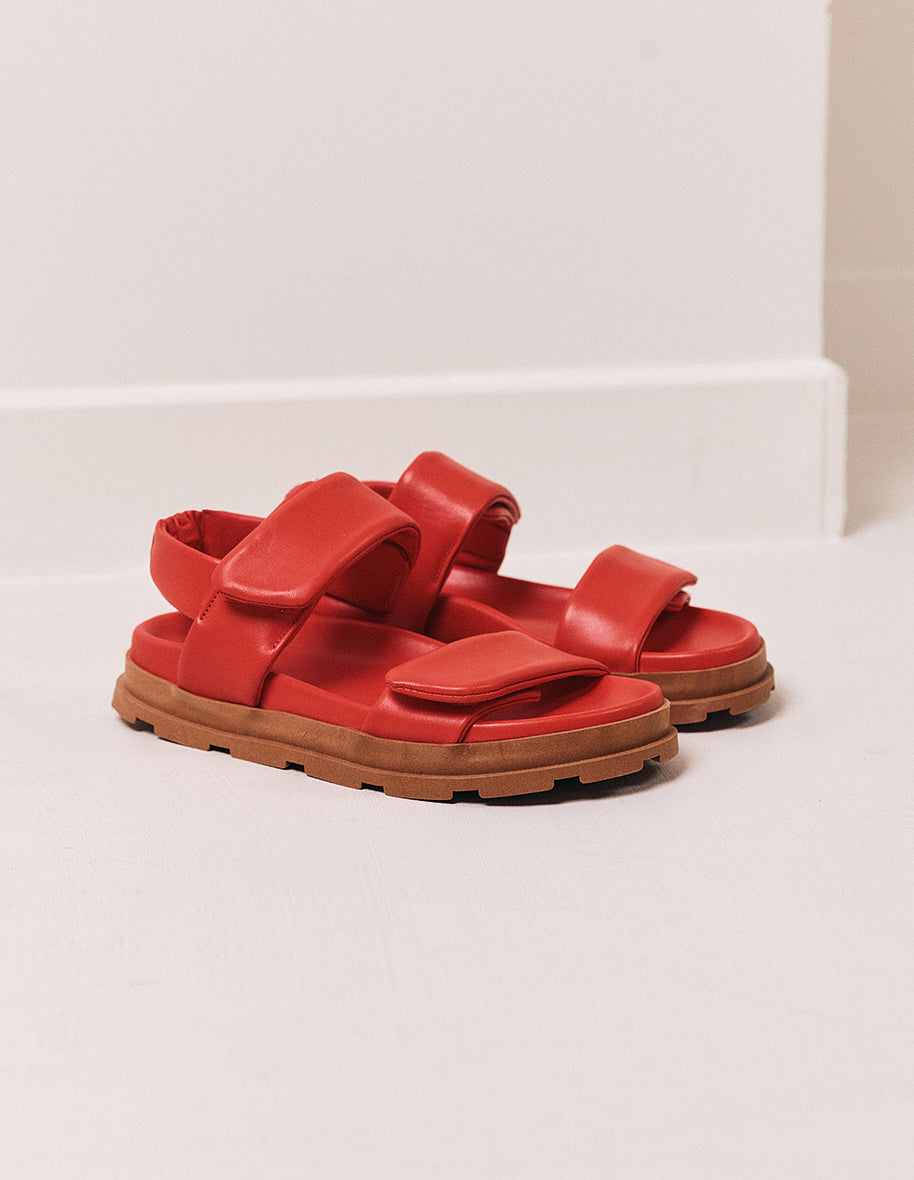 Sandals Clara - Coral leather