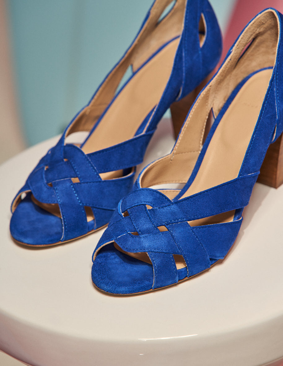 Sandales à talons Clémentine H - Suède bleu roi
