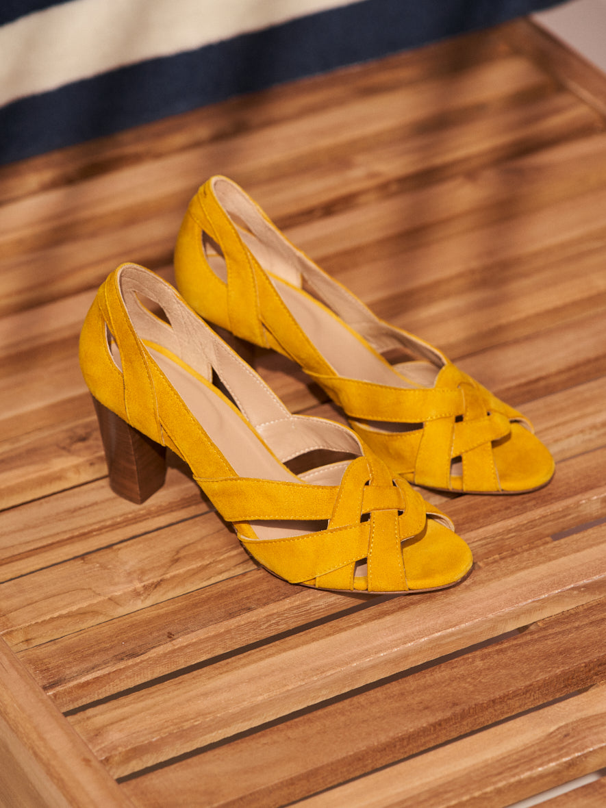 Heeled sandals Clémentine H - Yellow Suede