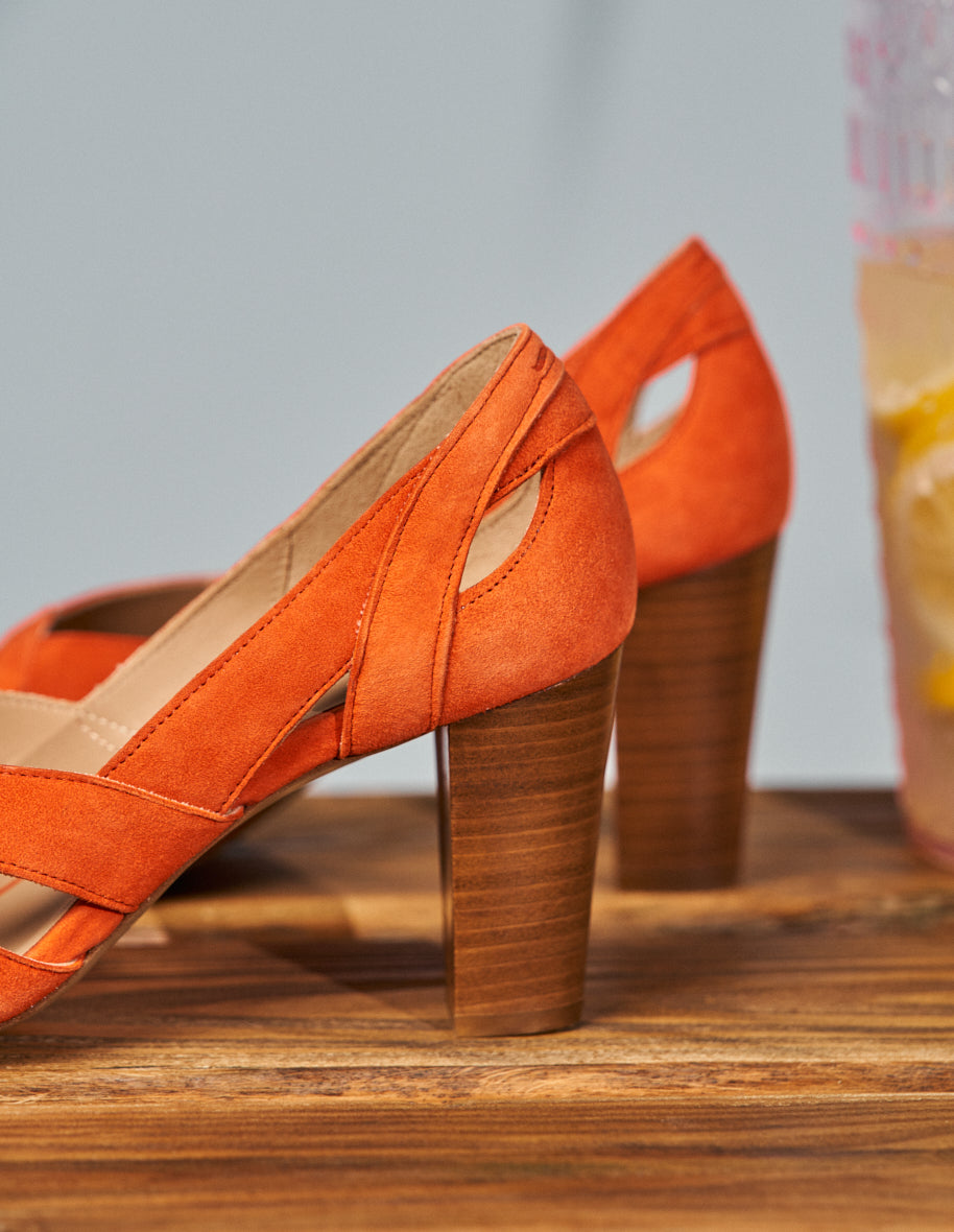 Heeled sandals Clémentine H - Orange suede