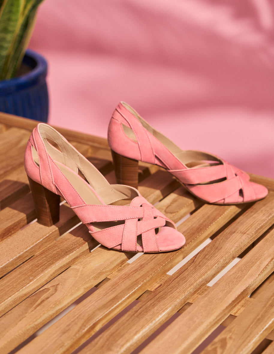 Heeled sandals - Pink suede 