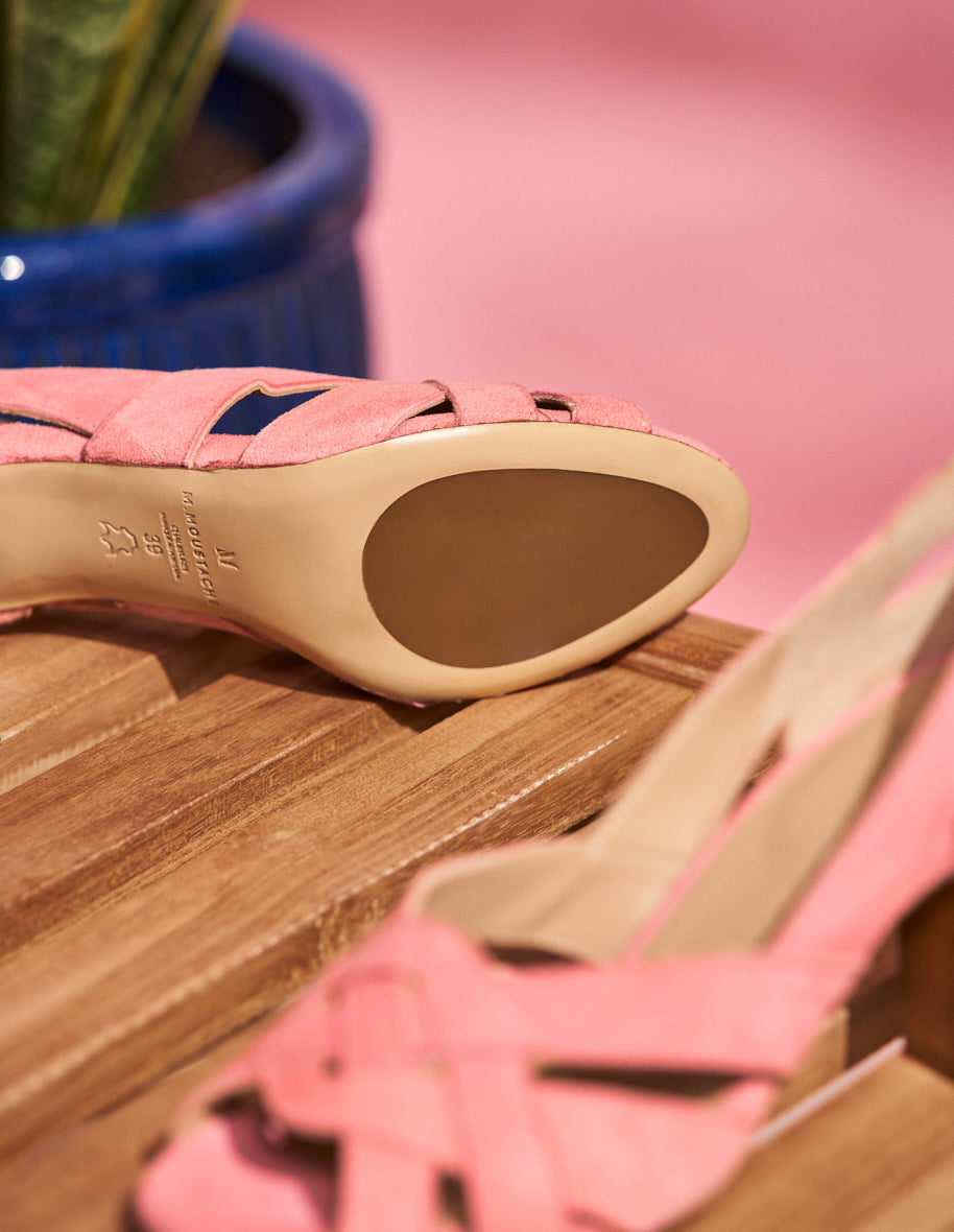 Heeled sandals - Pink suede 