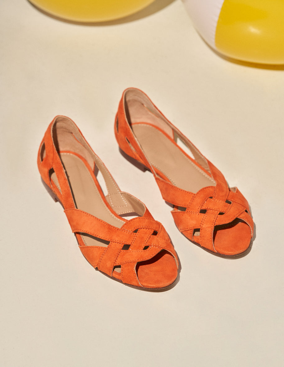 Sandales plates Clémentine - Suède orange