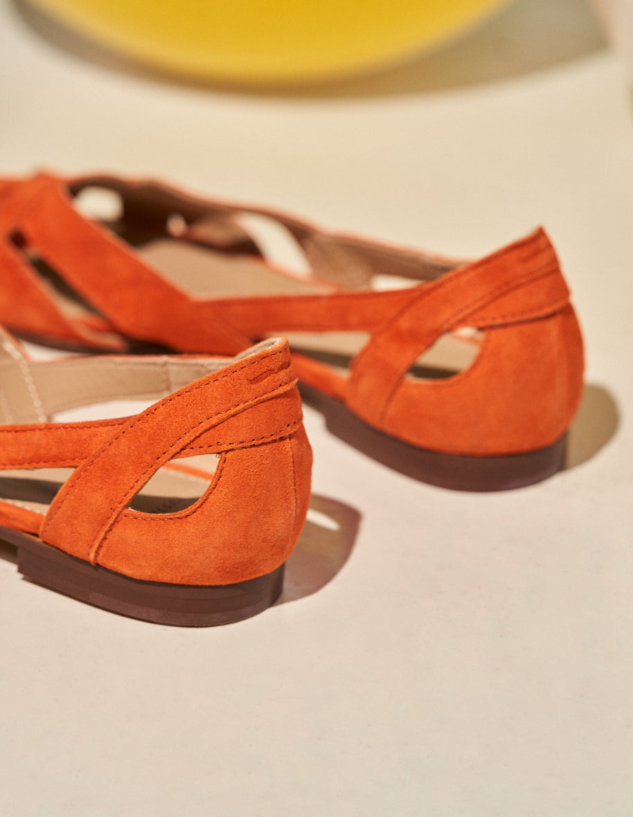 Flat sandals Clémentine - Orange suede