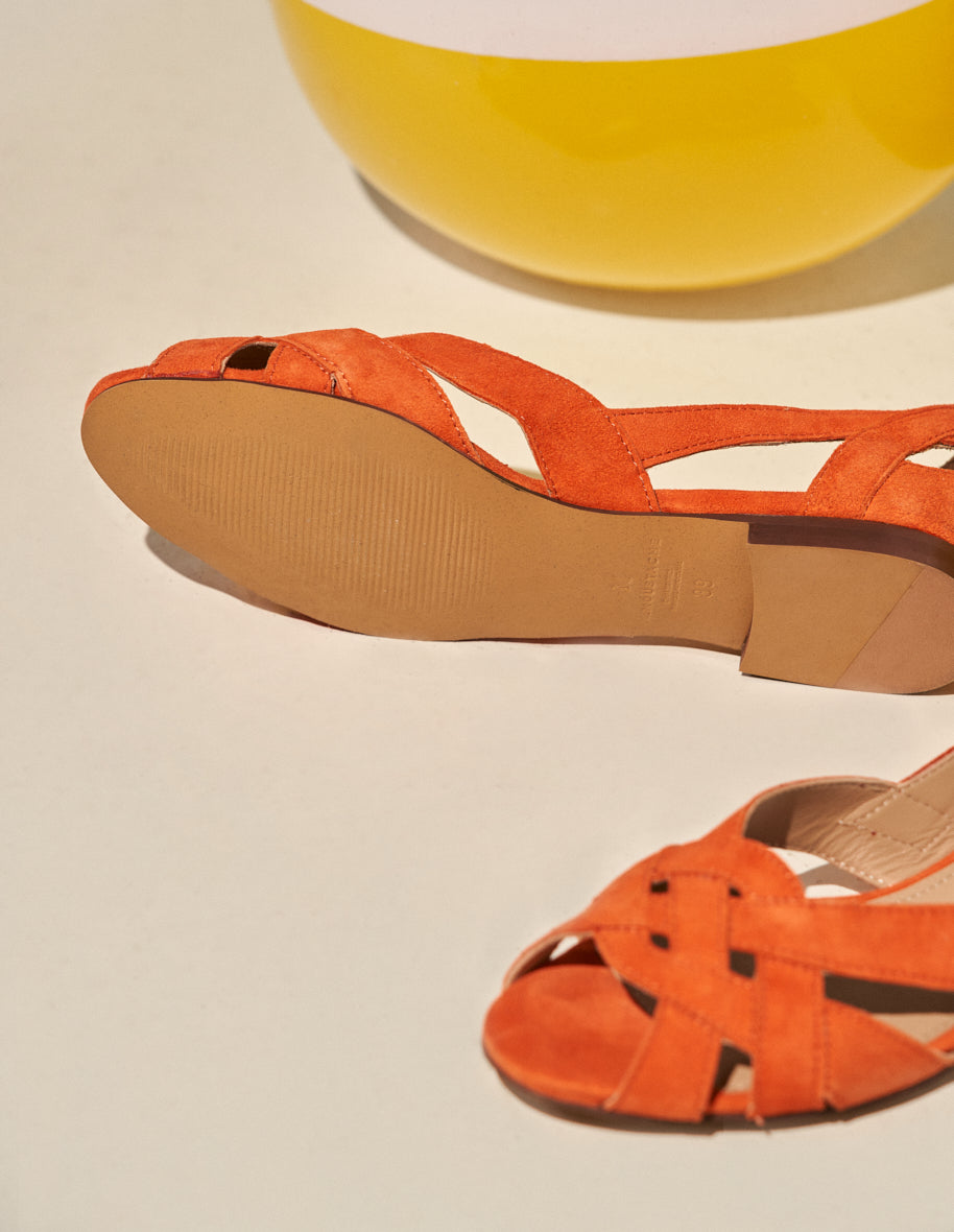 Flat sandals Clémentine - Orange suede
