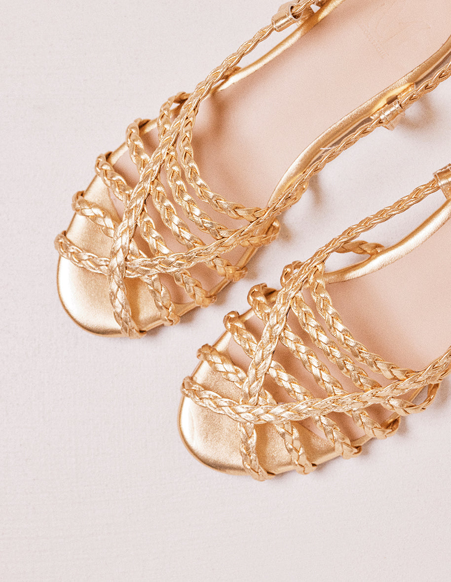 Sandals Eva - Golden leather