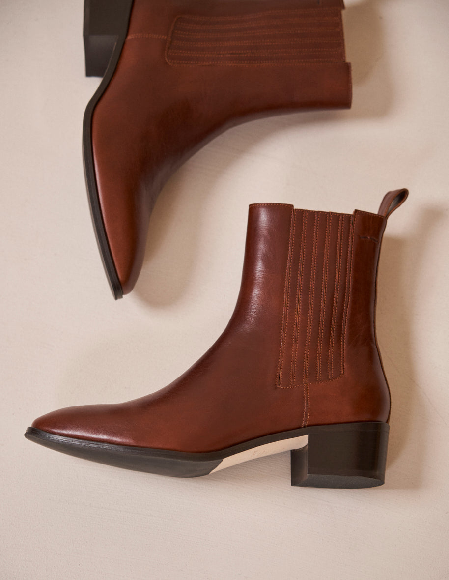 Ankle boots Faustine - Mahogany leather