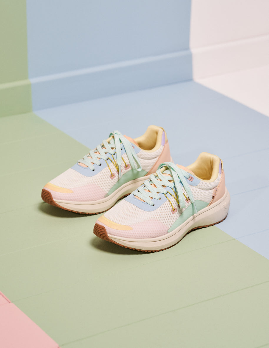 Running shoes Gaelle - TPU and pink water green peach mesh 