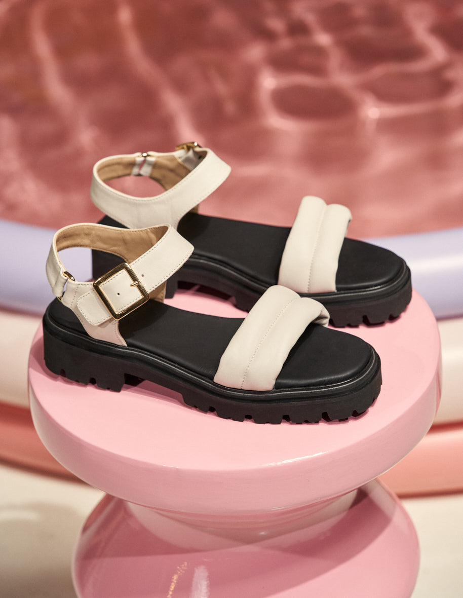 Flat sandals Lara - Ecru leather