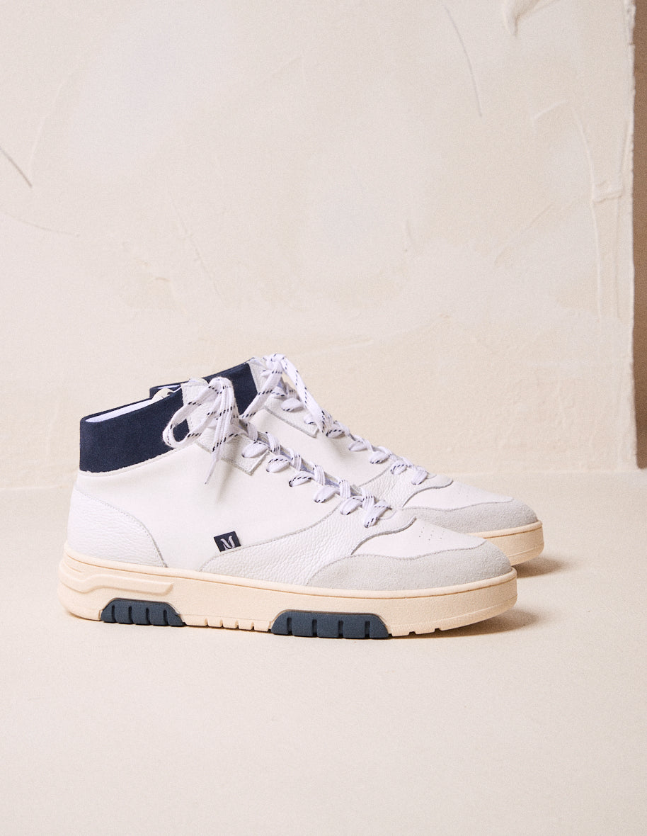 High-top trainers Leopold - White & navy leather and suede
