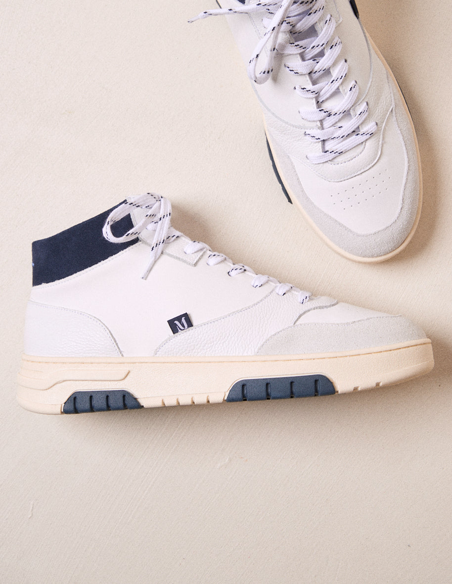 High-top trainers Leopold - White & navy leather and suede