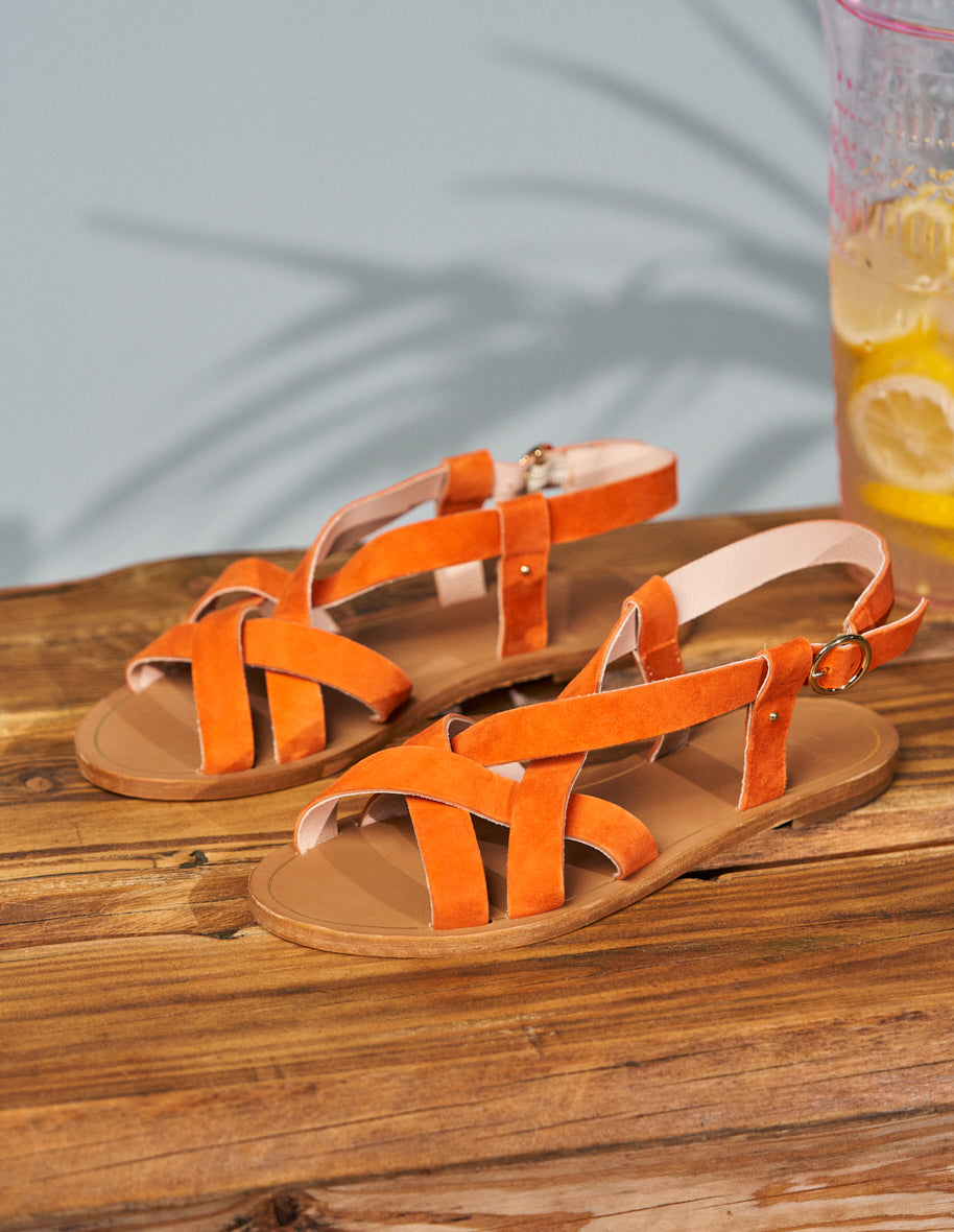 Flat sandals Lisa - Orange suede