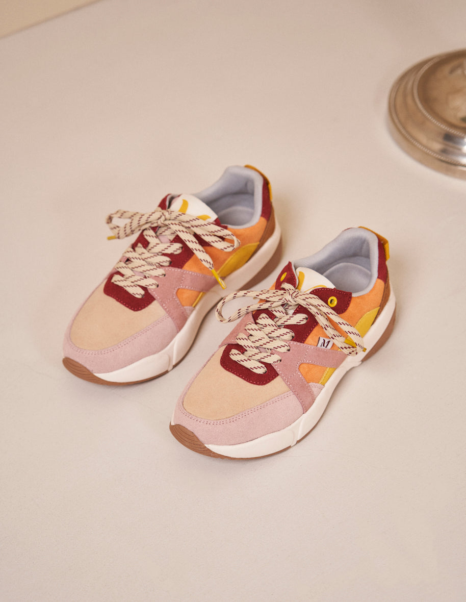 Running Lison - Beige and old rose suede