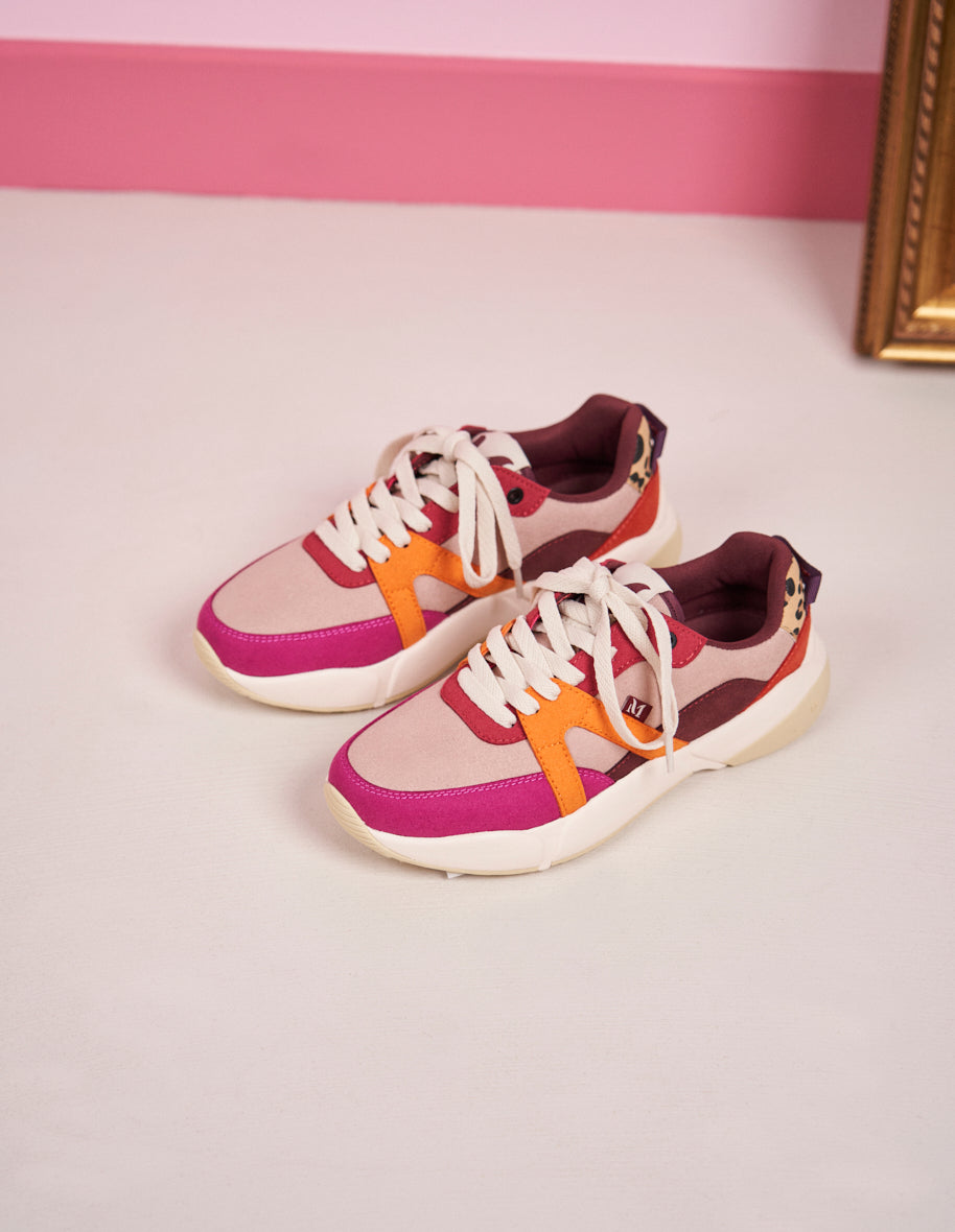 Running shoes Lison - Mauve, blush & orange vegan suede
