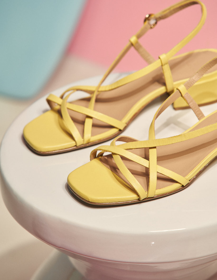 Heeled sandals Lola - Lemon leather