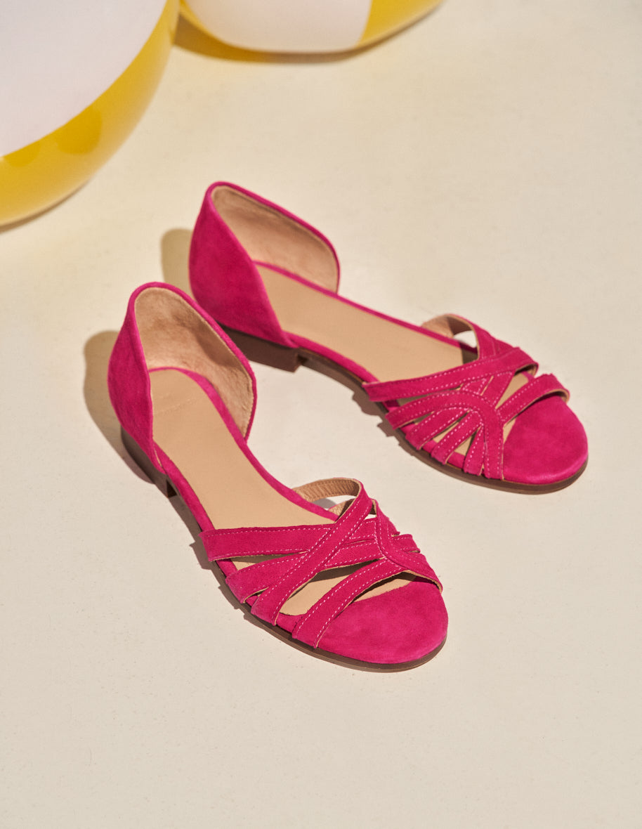 Flat sandals Lou - Fushia suede