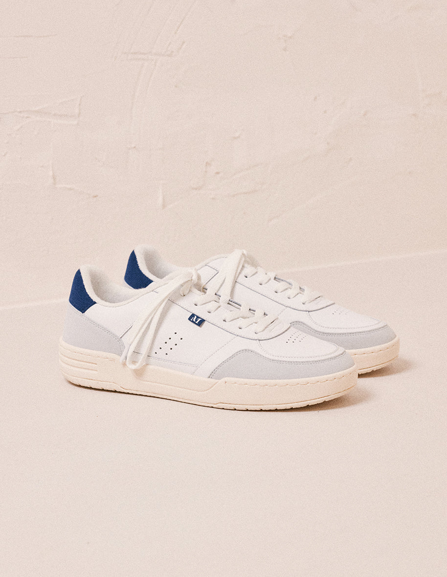 Low-top trainers Mael - White and navy-blue recycled leather and vegan suede