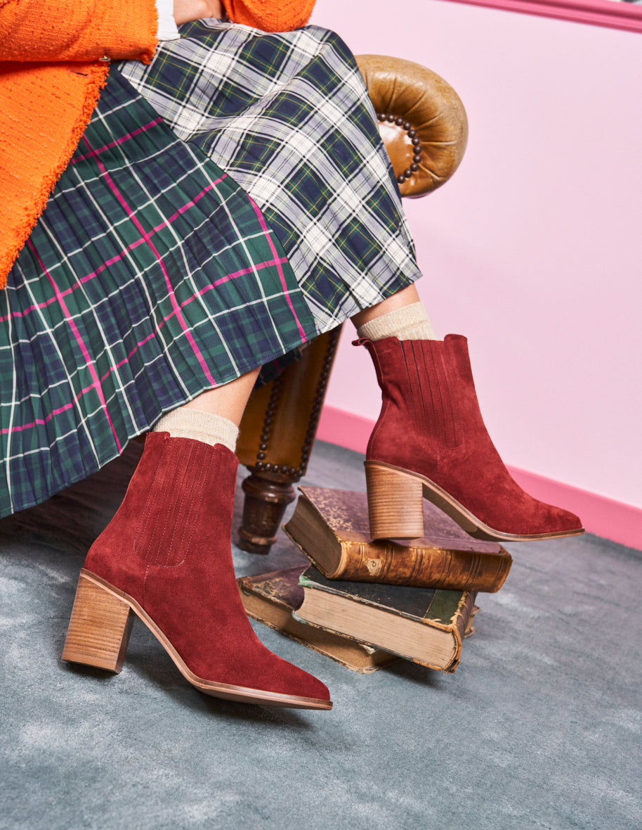 Ankle boots Manon - Brick red suede