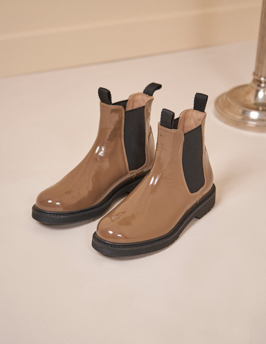 Ankle boots Marielle - Taupe patent leather