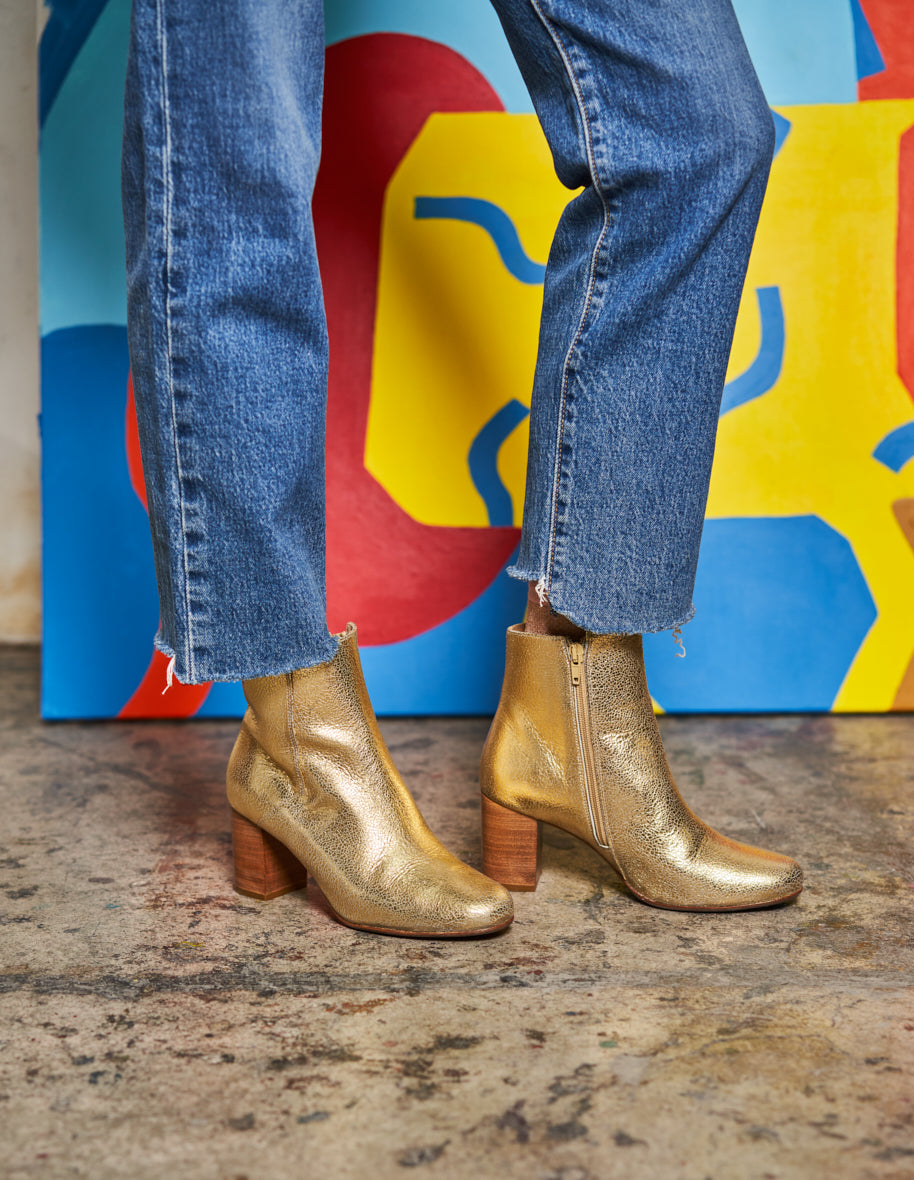 Heeled boots Mathilde H - Golden cracked leather