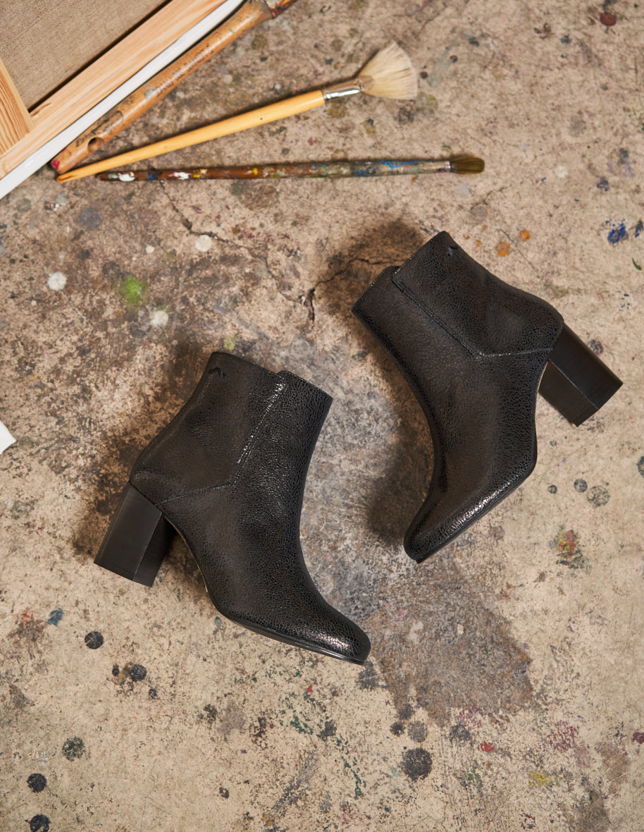 Heeled boots Mathilde H - Black cracked leather