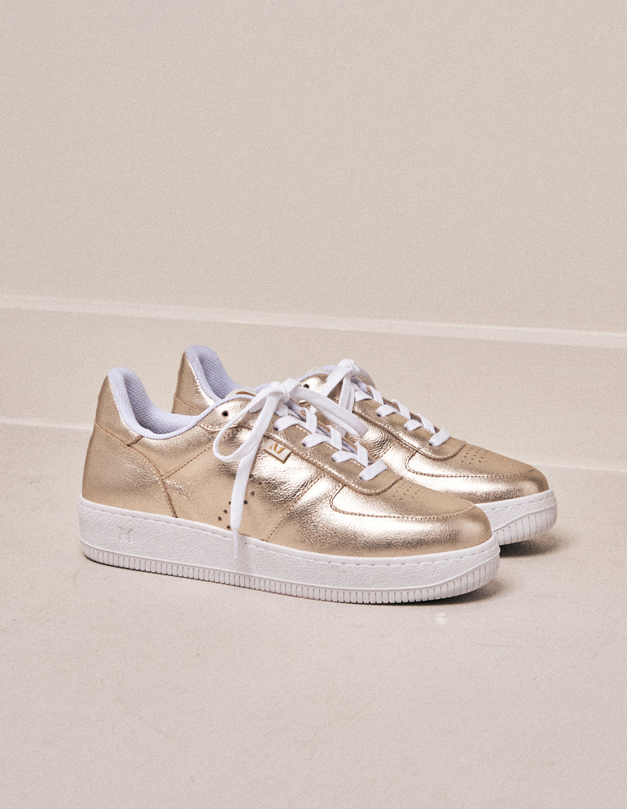 Low-top trainers Maxence F - Golden satin leather