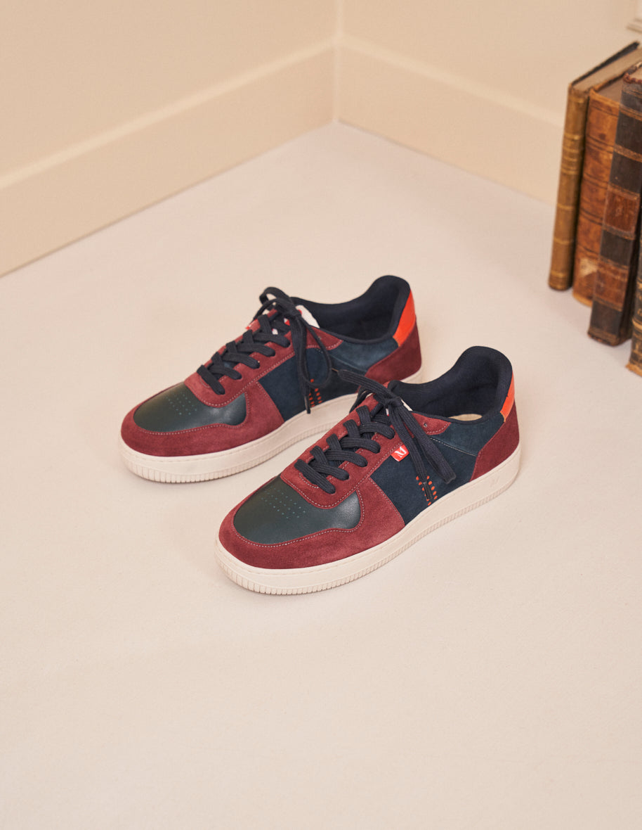 Low-top trainers Maxence H - Burgundy & petrol blue leather and suede