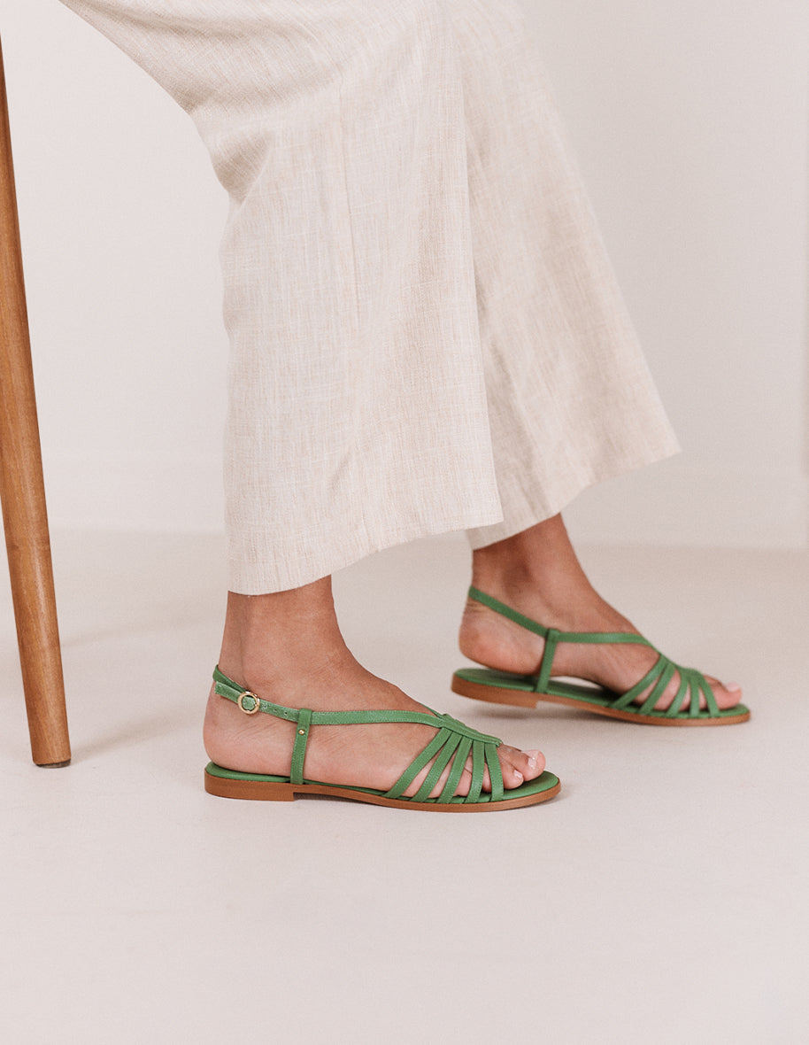 Sandals Ninon B - Green leather