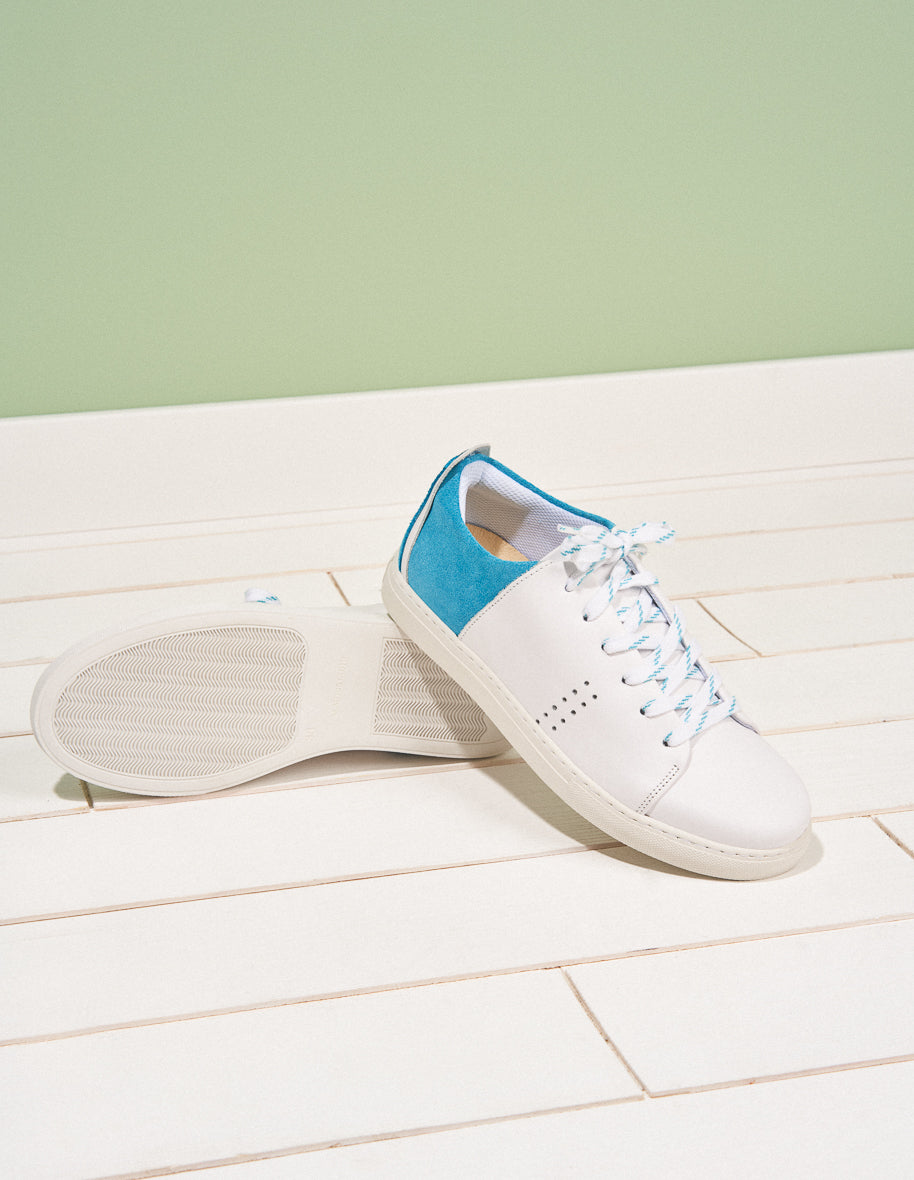 Renée low sneakers - turquoise white leather
