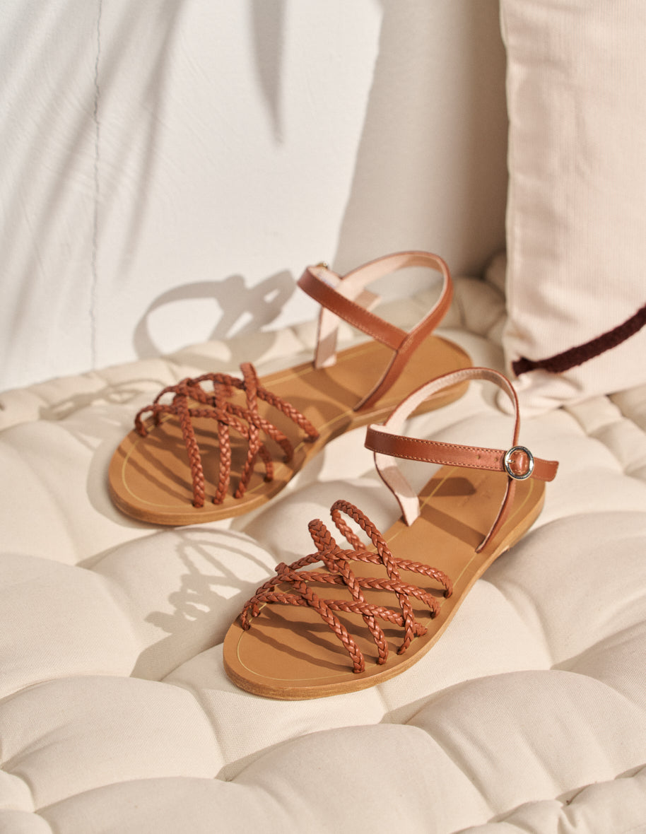 Flat sandals Romy - Cognac leather