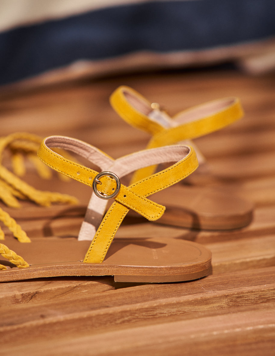 Sandales plates Romy - Suède jaune