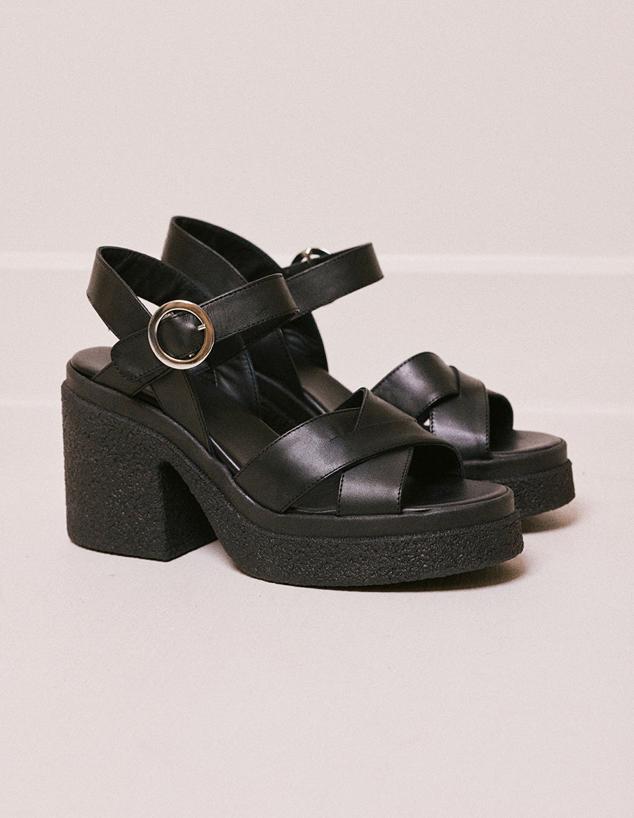 Heeled sandals Sabrina - Black leather