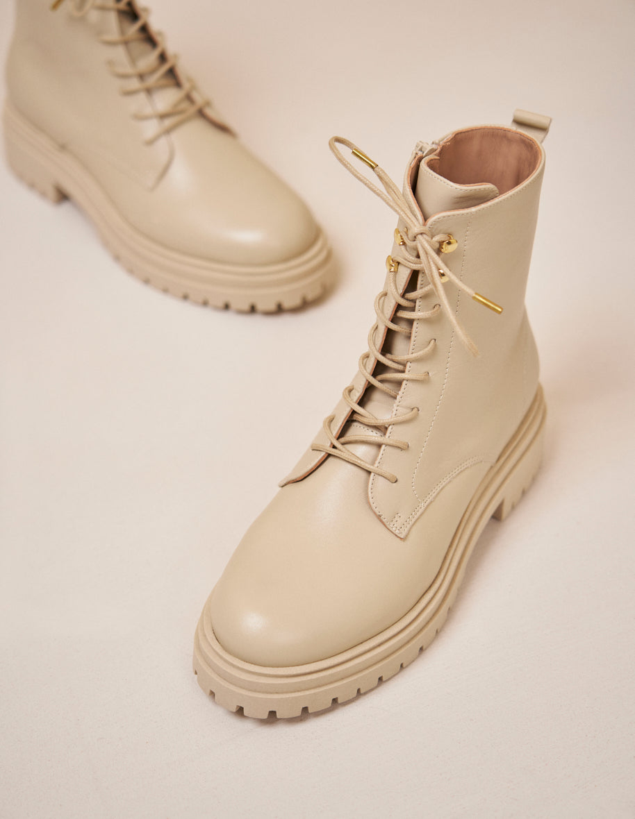 Bottines lacets beige femme 2025