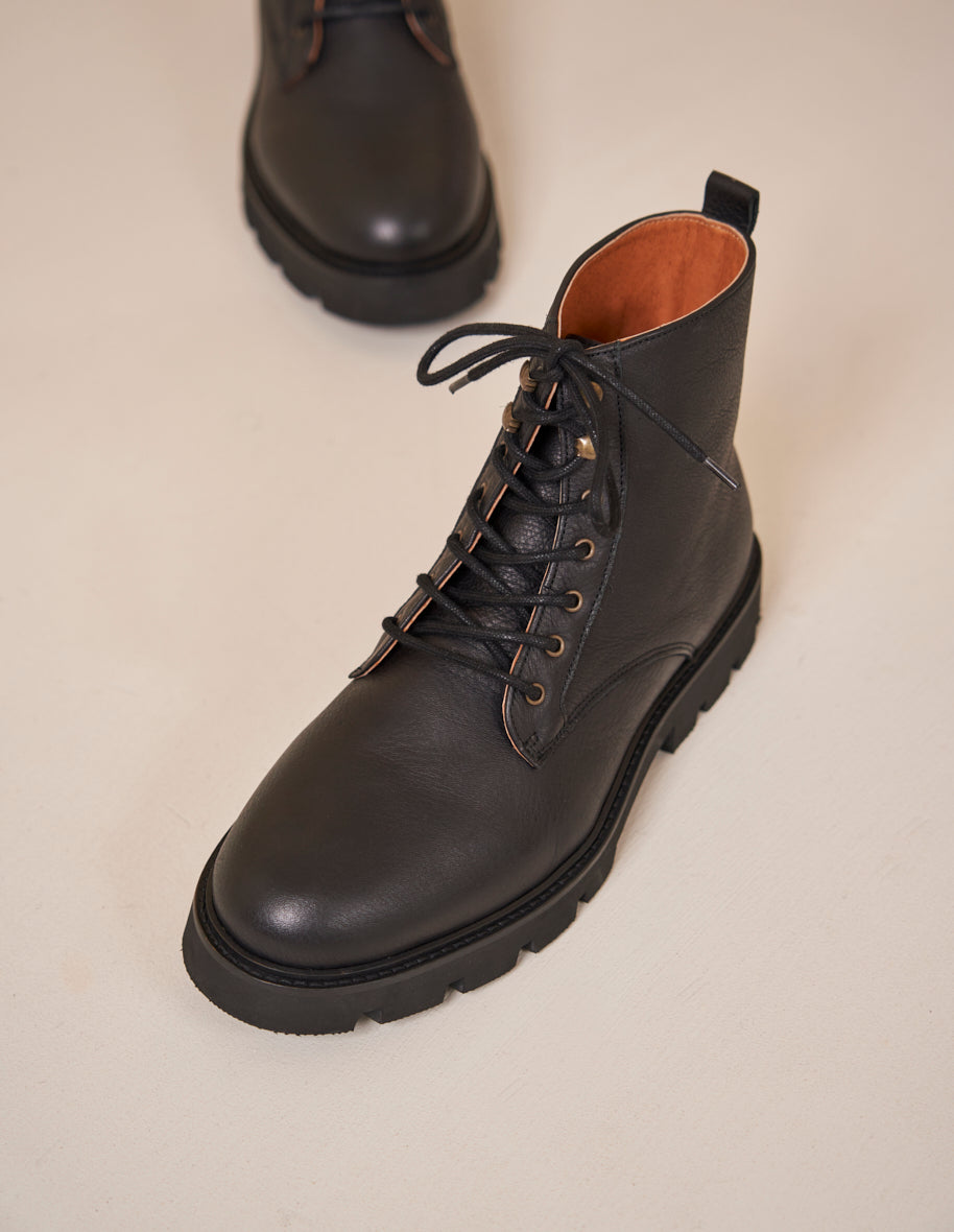 Boots Théodore - Black brushed grained leather