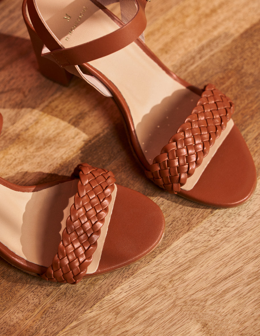 Heeled sandals Victoria H - Cognac leather