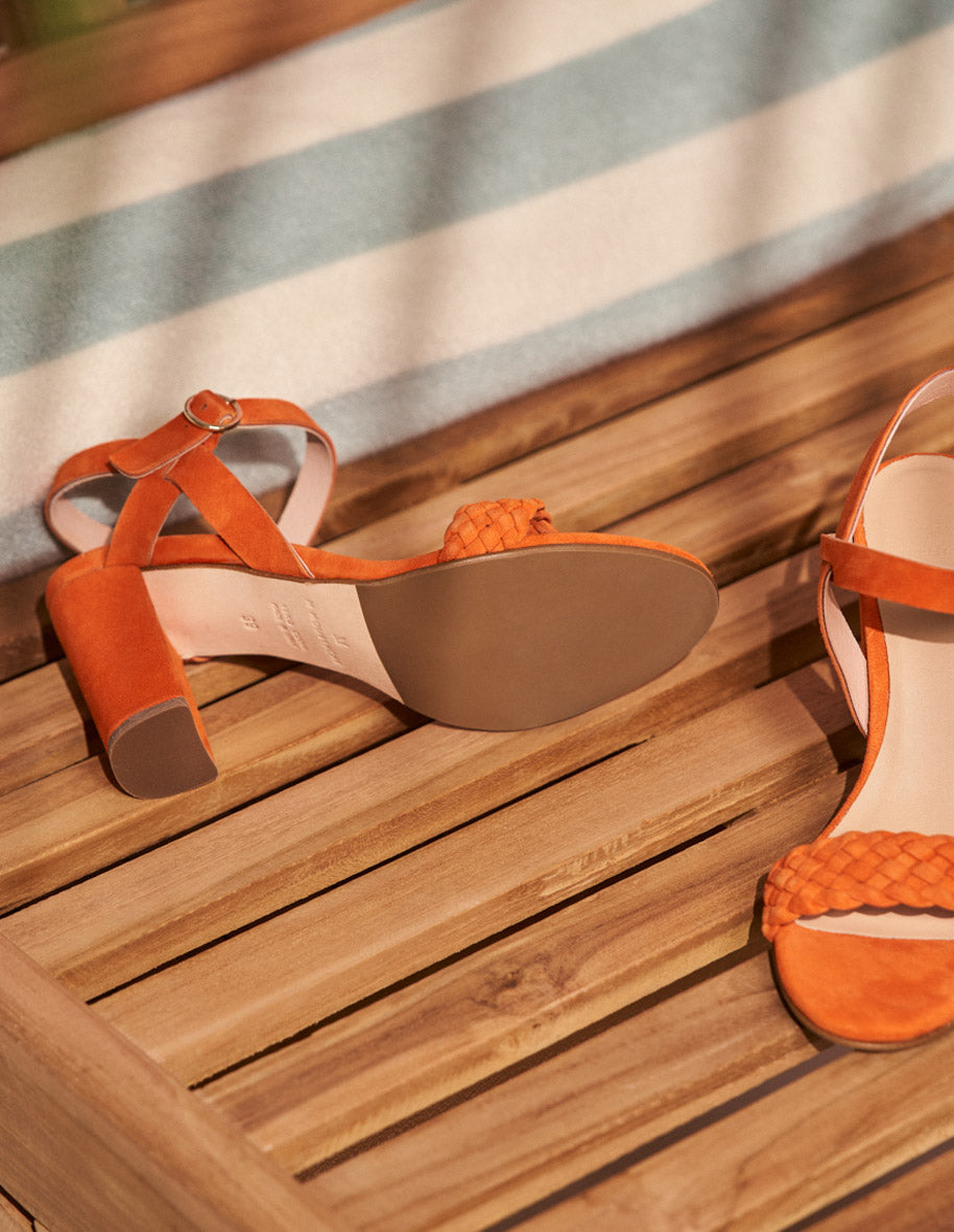 Heeled sandals Victoria H - Orange suede