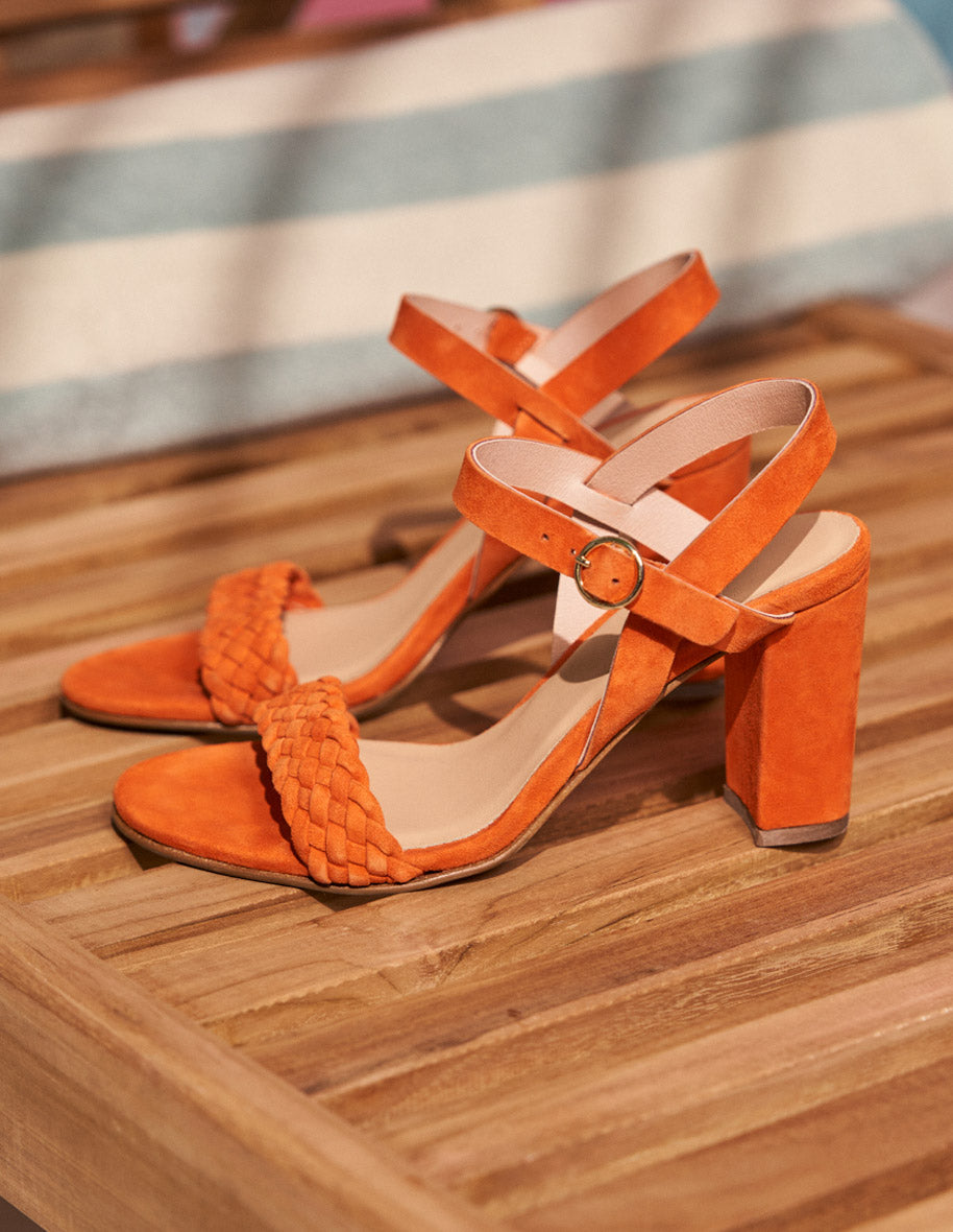 Heeled sandals Victoria H - Orange suede
