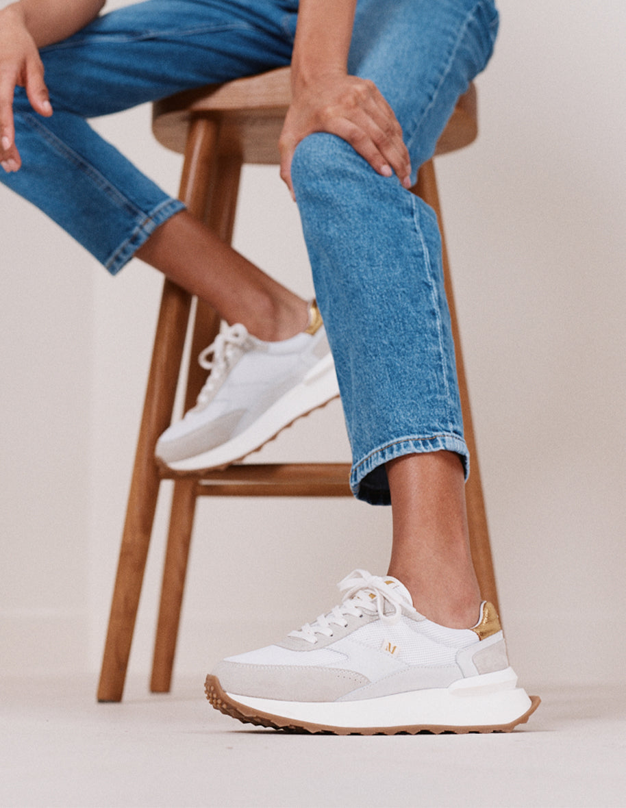 Low-top trainers Yaelle - White and Golden suede and mesh
