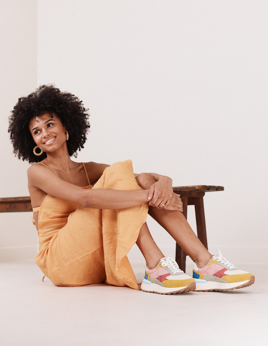 Low-top trainers Yaelle - Yellow, cream and pistachio suede and mesh