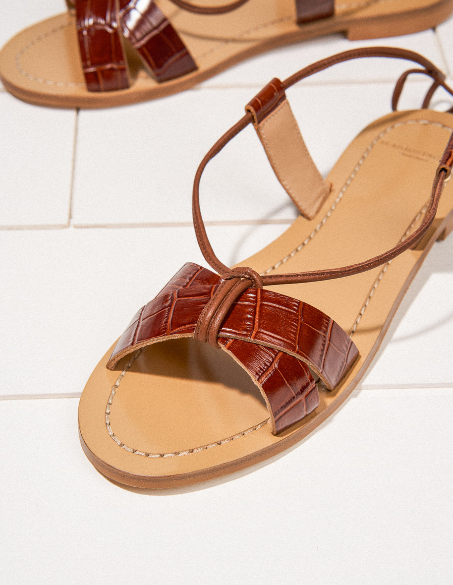 Zoé sandals - Brown crocodile leather